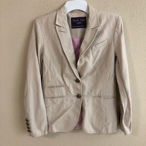 Linen Blazer Classic Suit Jacket Purple Label Preppy Trendy Career Cream Beige